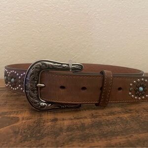Brown Leather Belt with Silver Buckle